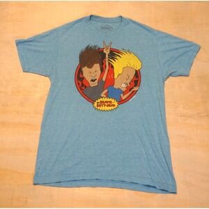 Beavis and Butt Head Graphic T Shirt Light Blue Mens Size Large